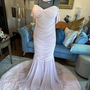 Designer Norma Kamali Blush  Pink Walter  Evening Gown.